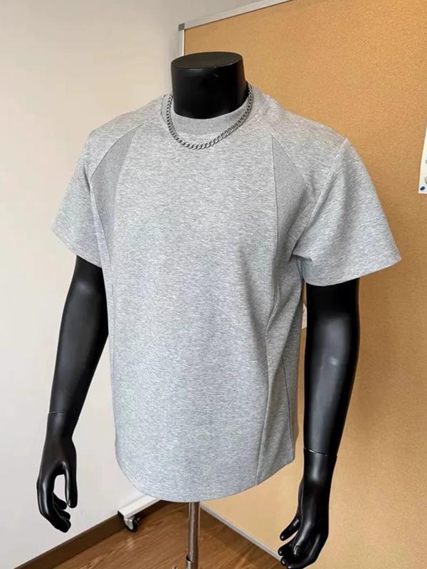Tシャツ メンズ 男性用 レトロ トップス 半袖 カットソー 無地 ゆったり 春夏 カジュアル 普段使い リブ 接触冷感
