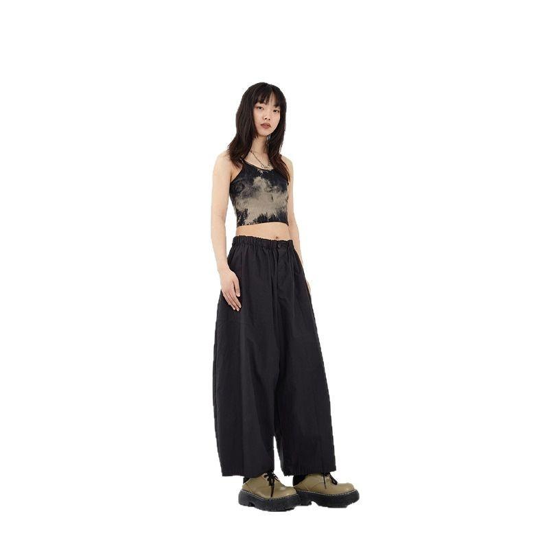 パンツ レディース 大きいサイズ Aライン ワイドレッグパンツ ゆったり 薄手 カジュアル 九分丈パンツ 綿 高見え ブラック ベージュ ブルー グレー