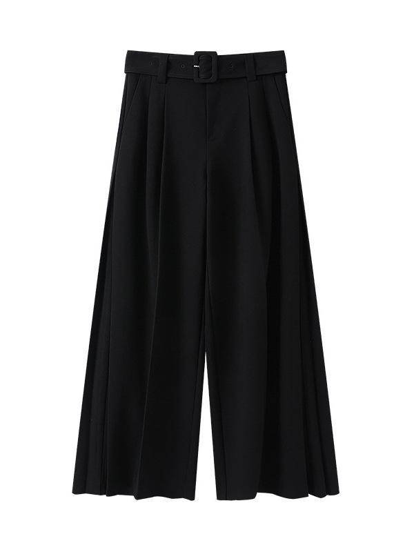 パンツ レディース 黒 高見え ワイドレッグパンツ 春夏 カジュアルパンツ ゆったり 伸縮性 高腰 日韓風 リラックス S M L XL