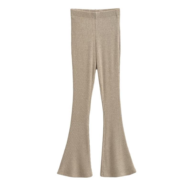 パンツ レディース ベルボトム 高 Elasticity スリム ワイドレッグパンツ 女性用 綿 Street スタイル ブラック 花灰 カーキ ベージュ