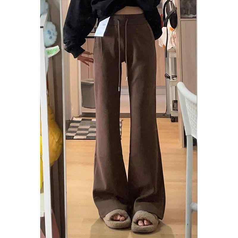 パンツ レディース 秋冬 運動 部屋着 微ラッパ型 カジュアルパンツ 伸縮性 ジャージ 長ズボン S M L XL グレー系 ブラウン系 ブラック ポケット付き