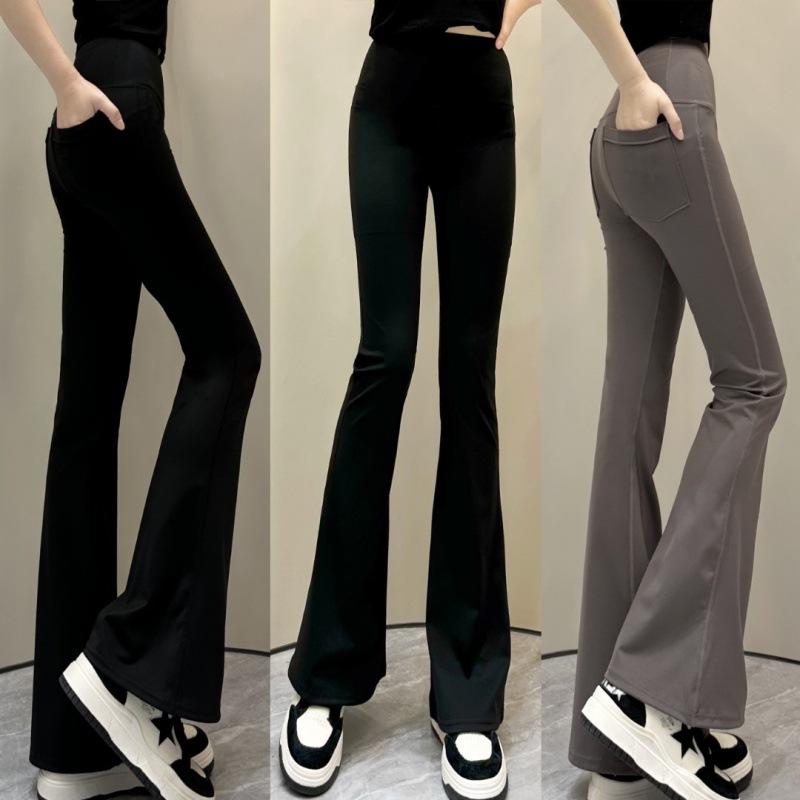レギンス レディース 後ろポケット付き スキニーパンツ 薄手 ハイウエスト シェイプアップ ヒップアップ フレアパンツ M L XL XXL ストレッチ