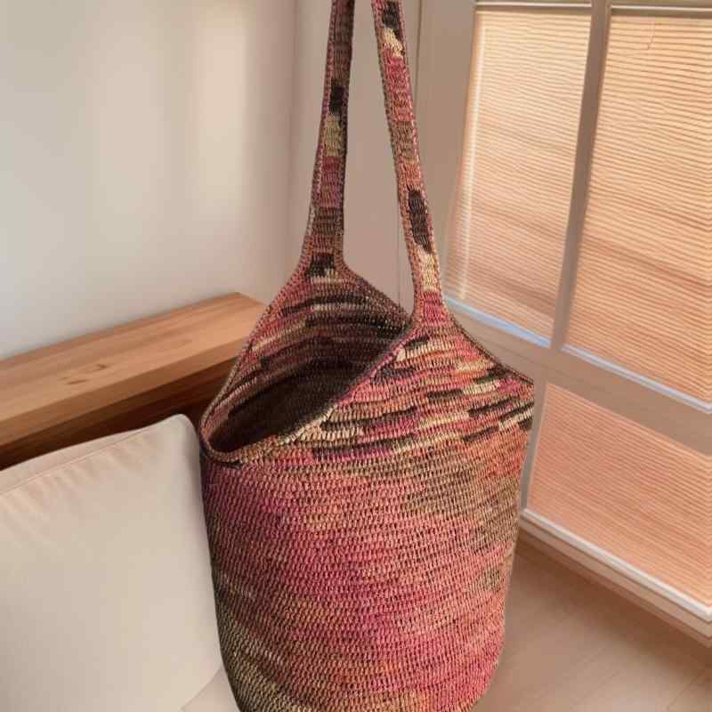 かご御徒面子 レディース 手編み ラフィア ショルダーバッグ たまり場 刺・墸 砂浜御徒面子 トートバッグ サクラ色系 草色 色つや上がり下がり 大静電容量 普段使い走り 2025春夏