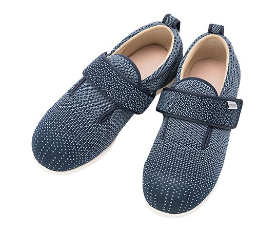 リハビリシューズお出かけ用 ダブルマジックニット（女性用）紺　3L 25.0～25.5cm　1107