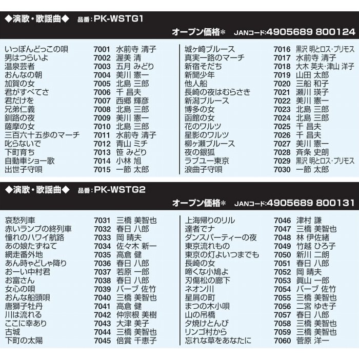 最安値に挑戦 パーソナルカラオケオン ステージ Wシリーズ専用追加曲チップ Usbタイプ 懐かしのメロディ 厳選30曲入り Pk Wstgシリーズ お取り寄せ W 新版 Gaztelu Xoko Mindurrypromotion Com