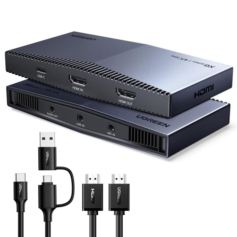 UGREEN 4K@30Hz 外付けキャプチャカード 4K録画対応 FPGA 4K@60Hzパススルー機能 キャプチャーボード YUY2/NV12/RGB24対応 HDR超 低遅延ストリーミング PS5/PS4|Pro/Xbox Series X|S/X