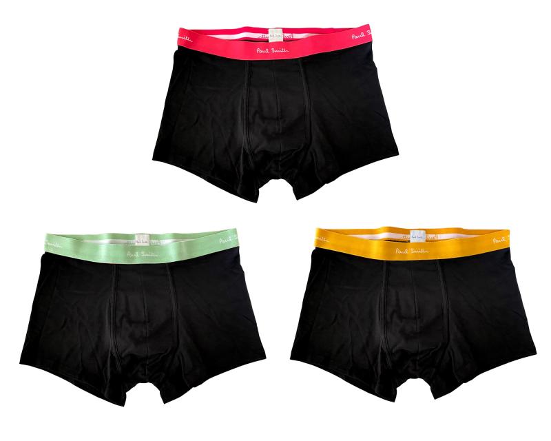 [ポールスミス] ボクサーパンツ メンズ MEN BOXER かっこいい 綿 ボーダー 無地 おしゃれ 3枚 セット [並行輸入品]