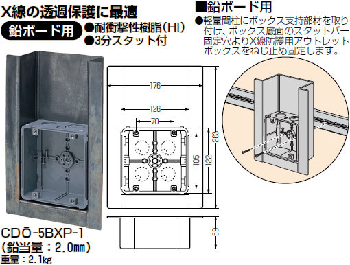 CDO-5BXP-1 未来工業 X線防御すること用アウトレットボックス