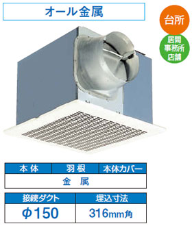 DVF-20MRQ8 東芝 低騒音ダクト用換気扇(φ150用・強弱付)鋼板製