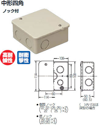 PVK-ANJ 未来工業 中形四角 PVKボックス PVK-ANJ 未来工業 中形四角