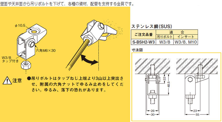 楽天市場】BSH2-W3 ネグロス 吊り金具 吊りボルト用傾斜支持金具(天井