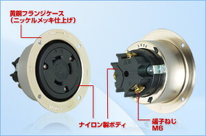 3626 アメリカン電機 フランジコンセント 引掛形(60A、3P、250V) 黒色