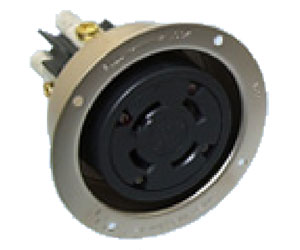 41026 アメリカン電機 フランジコンセント 引掛形(100A、接地形3P、250V) 黒色