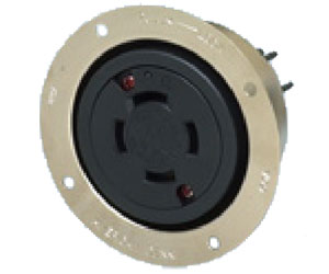4626 アメリカン電機 フランジコンセント 引掛形(60A、舞い降りる形3P、250V) 黒いこと