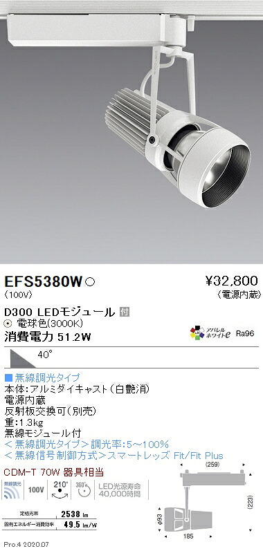 EFS5380W 遠藤照明 DUALスポットライト D300タイプ 3000K 電球色 超広角 Fit 18,017円