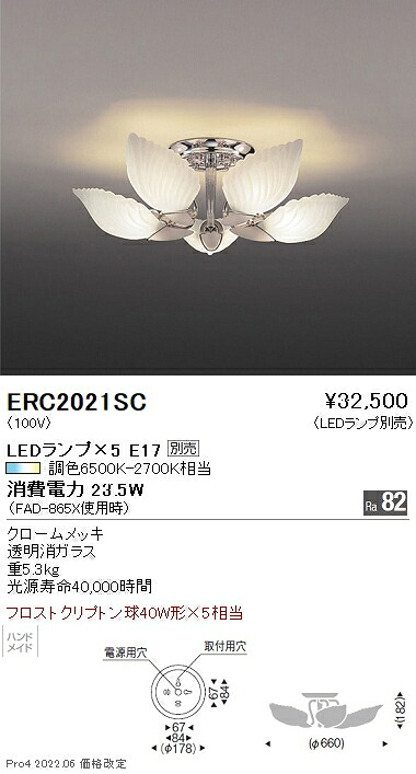 ERC2021SC 遠藤照明 シャンデリア【ランプ別売】