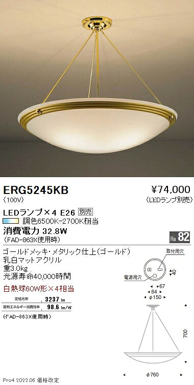 ERG5245KB 遠藤照明 シーリング【ランプ別売】