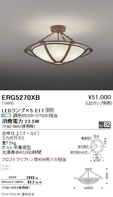 ERG5270XB 遠藤照明 最高限度【照明ランプ別売】