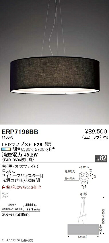 ERP7196BB 遠藤照明 ペンダント【ランプ別売】
