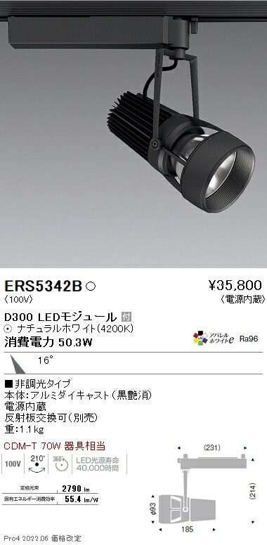 ERS5342B 遠藤照明 ＤＵＡＬ Ｄ３００ ４２００Ｋ 中角 非調光