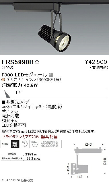ERS5990B 遠藤照明 生鮮スポットライト F300 デリカ 中角|タロトデンキ