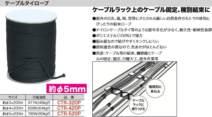 CTR-520P ジェフコム ケーブルタイロープ(約φ5×200m)