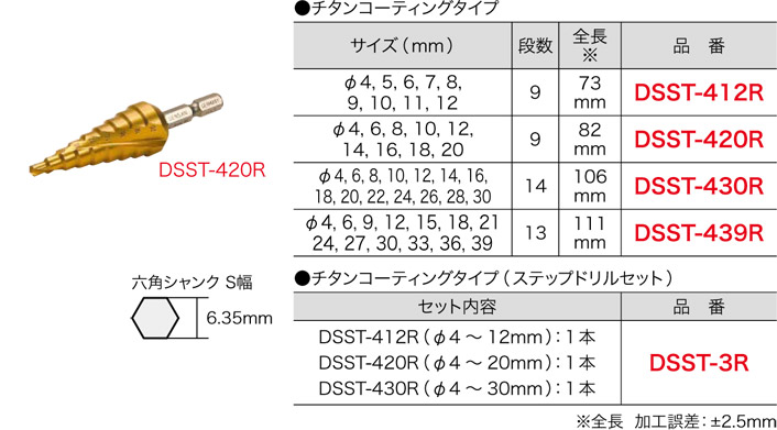 DSST-420R ジェフコム 足取りせん孔機(スパイラル・チタンコーティングタイプ、φ4～20粍)
