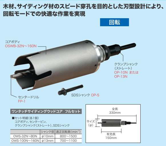 OSW-60N ジェフコム ワンタッチサイディングウッドコア(フルセット、サイズφ60mm)|タロトデンキ