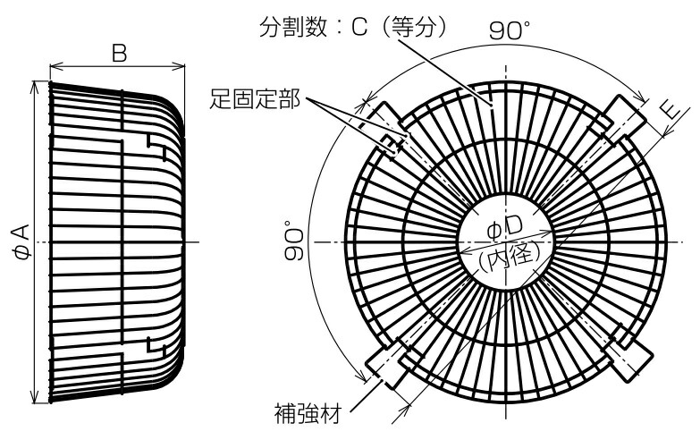 G-40EC3 三菱 有圧換気扇用バックガード(鉄線製)羽根径40cm用