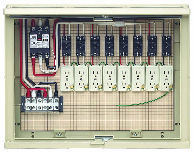 17A-8C7TW 未来工業 屋外電力用仮設ボックス(ベージュ色)送り端子付