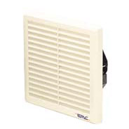 SLP-25KES 日東工業 電磁シールド(EMC)仕様換気扇付大型ルーバー AC100V、250×250mm、ライトベージュ色