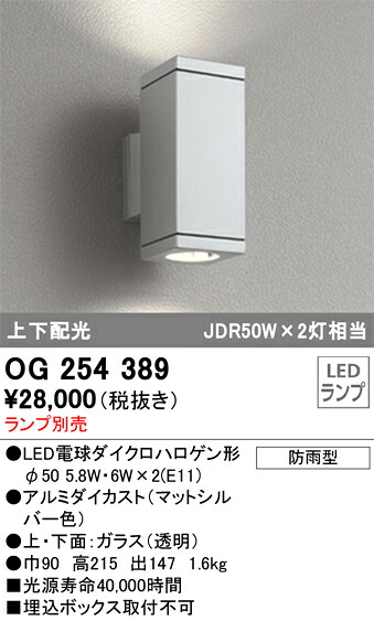 OG254389 オーデリック LEDポーチライト(ランプ別売)|タロトデンキ