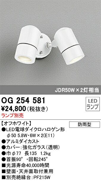 OG254581 オーデリック 屋外用LEDスポットライト(9W、ランプ別売) 9,353円
