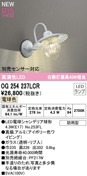 OG254237LCR オーデリック LEDポーチライト バースデー 記念日 ギフト 贈物 お勧め 通販