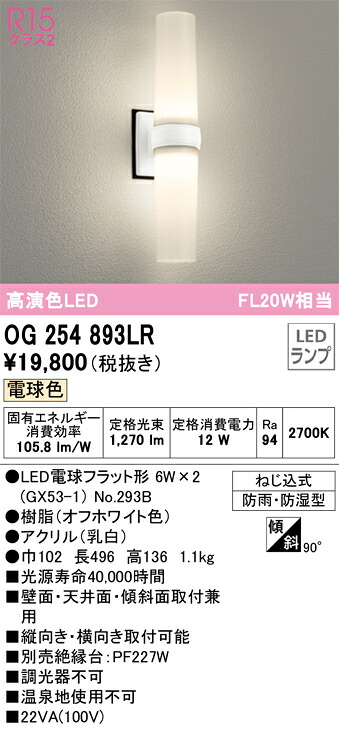 OG254893LR オーデリック LEDポーチライト 電球色