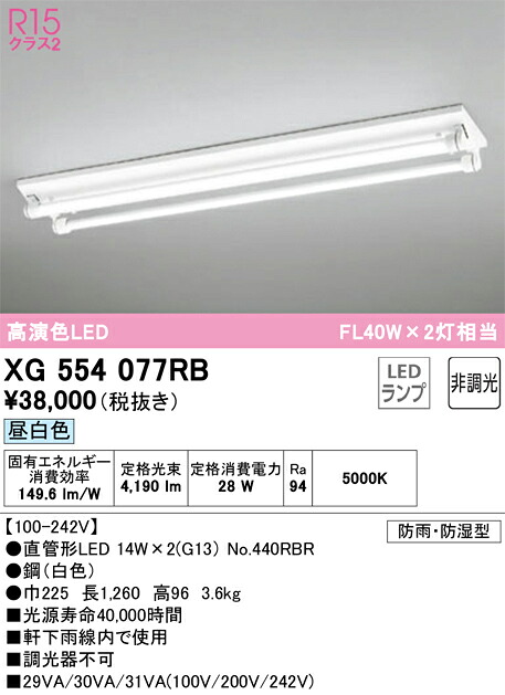XG554077RB オーデリック 防湿・防雨型LED軍事基地ともし火 直付型 昼白いこと