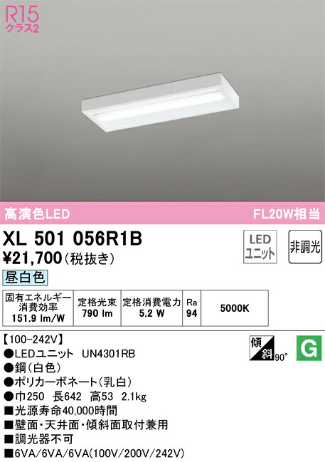 XL501056R1B オーデリック 直付型LED軍事基地ともし火 昼白いこと