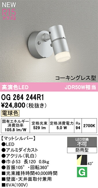 OG264244R1 オーデリック 屋外用LEDスポットライト 電球色
