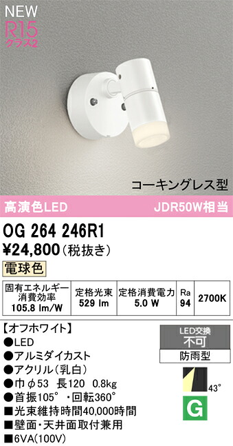 OG264246R1 オーデリック 屋外用LEDスポットライト 電球色