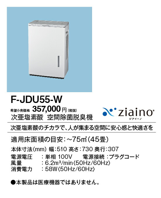 楽天市場】パナソニック 空間除菌脱臭機 ジアイーノ ～9畳 ホワイト F