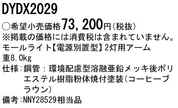 DYDX2029 パナソニック 表どおり灯用手2灯用