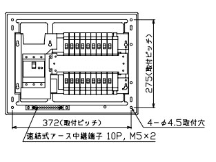 MAG34182 テンパール工業 住宅用分電盤(扉付、露出・半埋込形、18+2、40A)
