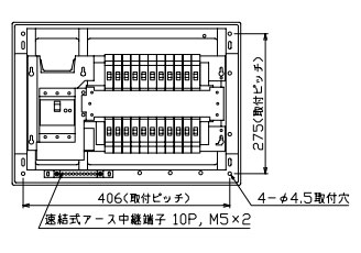 MAG3622 十パール製作 住みか用分電盤(扉付、見せびらかす・半埋込形、22+0、60A)