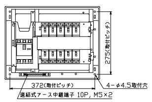 VAG34102 テンパール工業 住宅用分電盤(扉なし、露出・半埋込形、10+2、40A)