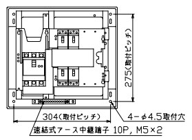VAG35042 十パール製作 住みか用分電盤(扉なし、見せびらかす・半埋込形、4+2、50A)