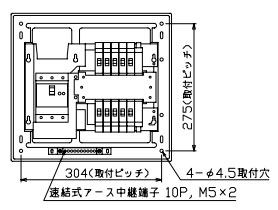 YAB35102 テンパール工業 住宅用分電盤(扉なし、露出・半埋込形、10+2、50A)