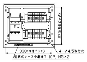 YAB37142 テンパール工業 住宅用分電盤(扉なし、露出・半埋込形、14+2、75A)