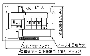 YAG23062S テンパール工業 住宅用分電盤(扉なし、横一列タイプ、単2、6+2、30A)