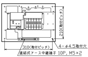 YAG2306S テンパール工業 住宅用分電盤(扉なし、横一列タイプ、単2、6+0、30A)|タロトデンキ