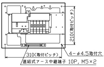YAG33051S テンパール工業 住宅用分電盤(扉なし、横一列タイプ、単3、5+1、30A)